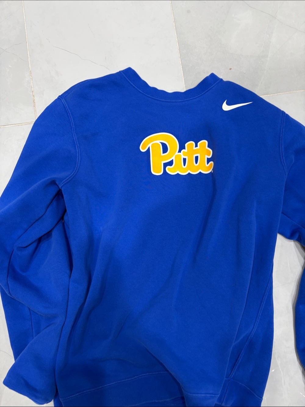 Nike Kids Blue Crewneck Sweatshirt with Yellow Pitt Logo